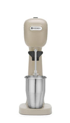 HENDI Milchshake Maker, Inkl. 2 Mixbechers (Edelstahl und Polykarbonat) und 4 austauschbaren Rührwerken, Drink mixer, Frappés, Getränkemixer, 230V/400W, 170x196x(H)490mm, Karamell