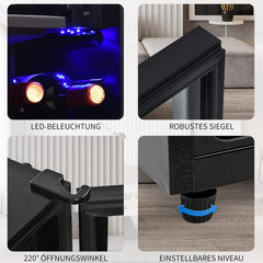 Merax Kühlschrank 128L, Freistehend Getränkekühler mit 120L-Kühlschrank + 8L-Gefrierschrank, mit LED-Innenbeleuchtung und Verstellbare Einlegeböden, Superleise für Restaurant, Bar, Getränke und Bier