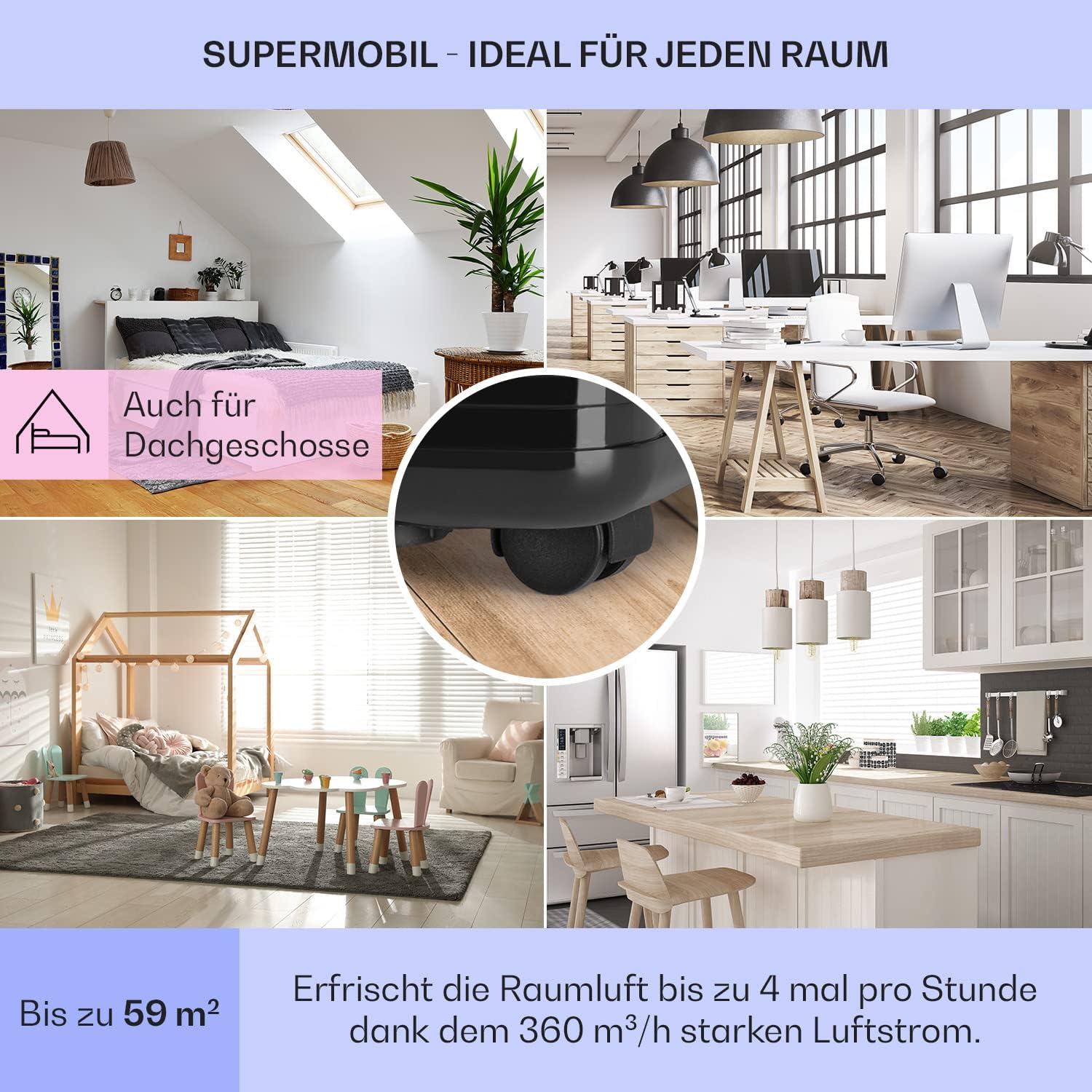 Klarstein Mobile Klimaanlage mit Abluftschlauch, 4-in-1 Klimagerät mit Ventilator, Luftentfeuchter & Nachtmodus, Kleine & Portable Klimaanlage für Wohnung & Büro, App-Steuerung, 12000 BTU