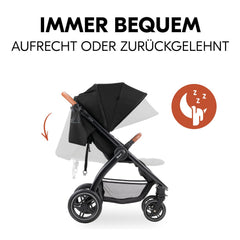 Hauck Uptown Kinderwagen Melange Rose – Kinderwagen für jedes Gelände, extra großer Sitz, flache Liegeposition, Gummiräder, Federung, kompakt und einfach zusammenklappbar, mit Regenschutz