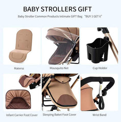 3 in 1 Kombikinderwagen 3 in 1 Reisesysteme Kinderwagen Infant Hochlandschaft Liegender Buggy Kinderwagen Neugeborenen Kinderwagen Faltbarer Standardkinderwagen (906 White)