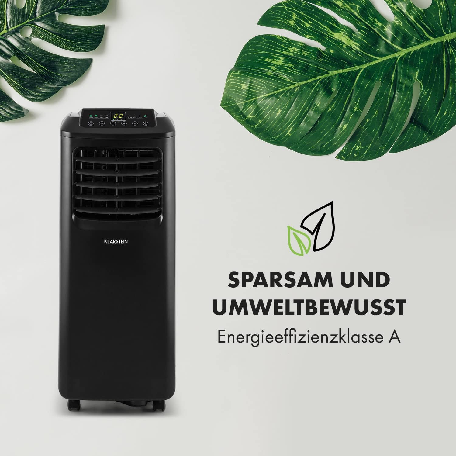 Klarstein Mobile Klimaanlage mit Abluftschlauch, 3-in-1 Klimagerät mit Ventilator & Luftentfeuchter, Kleine & Portable Klimaanlage für Wohnung & Büro, mit Nachtmodus & App-Steuerung, 7000 BTU
