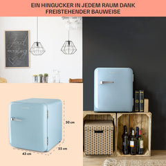 Klarstein Audrey Mini - kleiner Kühlschrank, kompakte Mini-Bar, freistehend, Kompressionskühlung, Fassungsvermögen, Kühlung: 0-10 °C, Mini-Kühlschrank mit 70 Liter Fassungsvermögen, rot