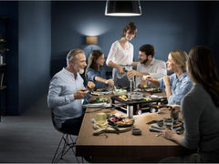 WMF Lumero 3in1 Gourmet Station für 8 Personen, Raclette Fondue Kombi, elektrisch, Temperaturregulierung, Beleuchtung, 1800 Watt, platzsparend, edelstahl matt
