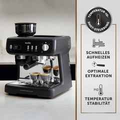 Breville Barista Max Siebträgermaschine | Espressomaschine/Kaffeemaschine mit integriertem Mahlwerk und Milchaufschäumer| 2,8-l-Wasserbehälter | Italienische Pumpe mit 15 Bar | Edelstahl [VCF126X]