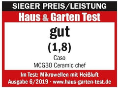 CASO MCG30 Ceramic chef Testsieger Haus & Garten Test, 3in1 Mikrowelle mit Grill + Heißluft 2100W 30L, Borosilikatglasboden, Backofen-Funktion bis 200°C