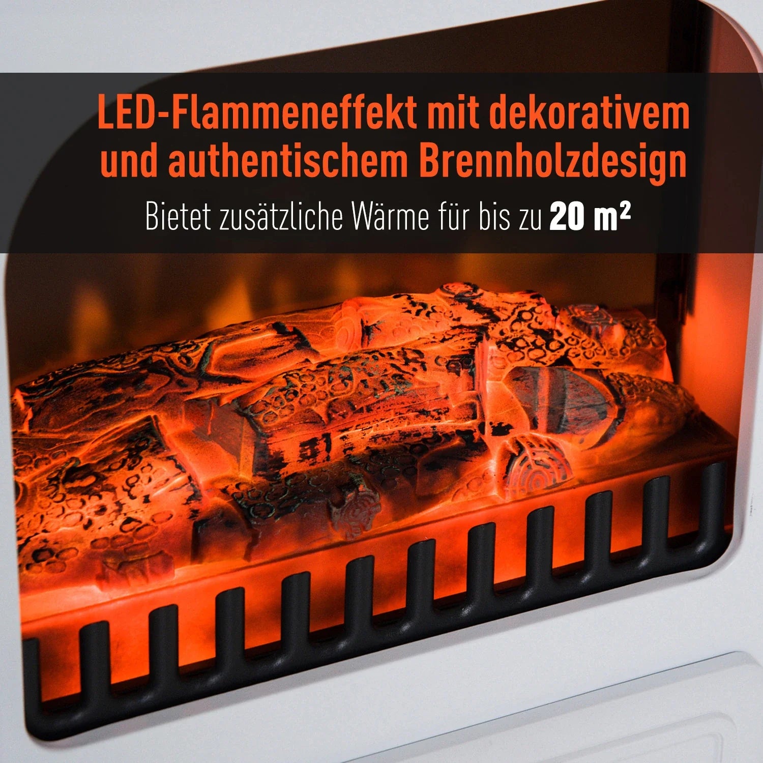 HOMCOM Elektrokamin Kaminofen Flammeneffekt Überhitzungsschutz Weiß
