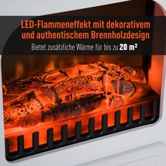 HOMCOM Elektrokamin Kaminofen Flammeneffekt Überhitzungsschutz Weiß