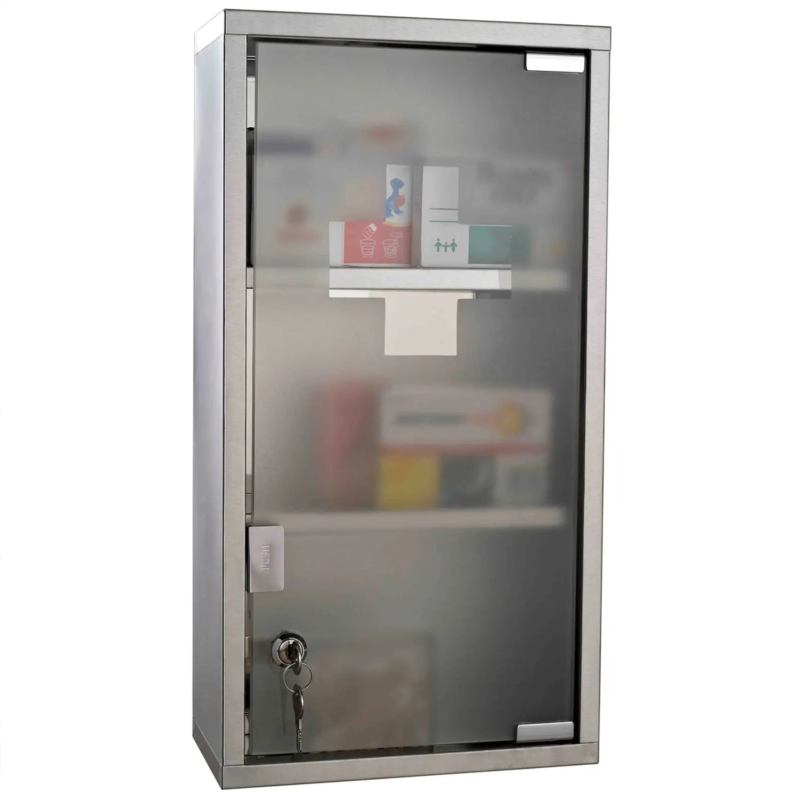 HOMCOM Medizinschrank abschließbar 3 Fächer Edelstahl