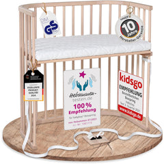 babybay Original Beistellbett aus massivem Buchenholz / kompakt & verwandelbar / Kinderbett Höhe stufenlos verstellbar & umweltfreundlich / mitwachsendes Babybett (weiß lackiert) / inkl. Matratze