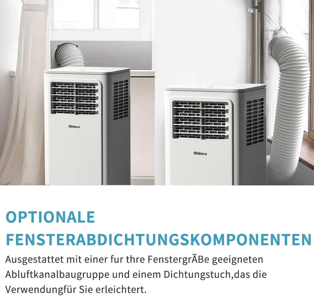 SHINCO Mobile Klimaanlage mit Abluftschlauch, 3-in-1Klimaanlage mit Luftentfeuchter&Ventilator, 7000BTU, 2,05 kW, Mobiles Klimagert mit Schlafmodus, Timer und Montagematerial, Rume bis 54m