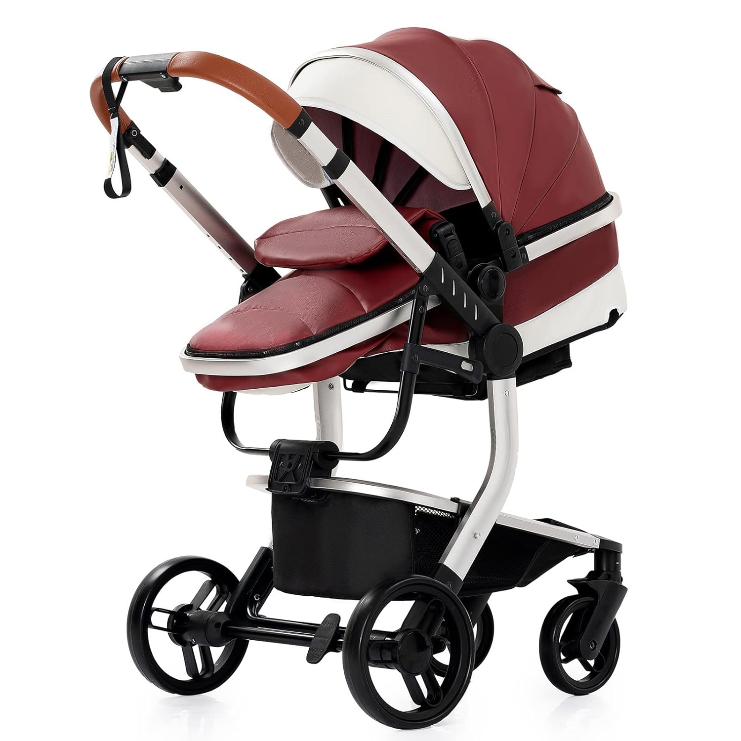 3 in 1 Kombikinderwagen 3 in 1 Reisesysteme Kinderwagen Infant Hochlandschaft Liegender Buggy Kinderwagen Neugeborenen Kinderwagen Faltbarer Standardkinderwagen (906 White)