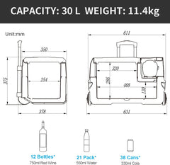 Alpicool CF55 55 Liter Kühlbox 12V tragbarer Mini-Kühlschrank elektrische Gefrierbox klein Gefrierschrank für Auto Camping, LKW, Boot und Steckdose mit USB-Anschluss, -20℃ bis 20℃