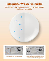 HAVA 2025 NEUE Tischgeschirrspüler mit Wasserenthärter und erhöhter Energieeffizienz, Spülmaschine mit 8 Programmen, Kindersicherung & verzögerter Start, keine Installation erforderlich