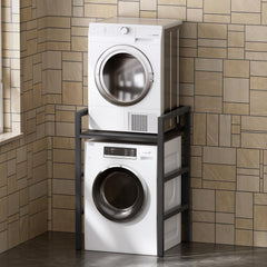 MSFE Regal über Waschmaschine,Höhenverstellbarer Wäschetrocknerständer,Lagerregal über der Waschmaschine, Tragfähigkeit 350 kg,für Waschmaschine und Trockner,73 * 64 * 110cm,Patentiertes Produkt