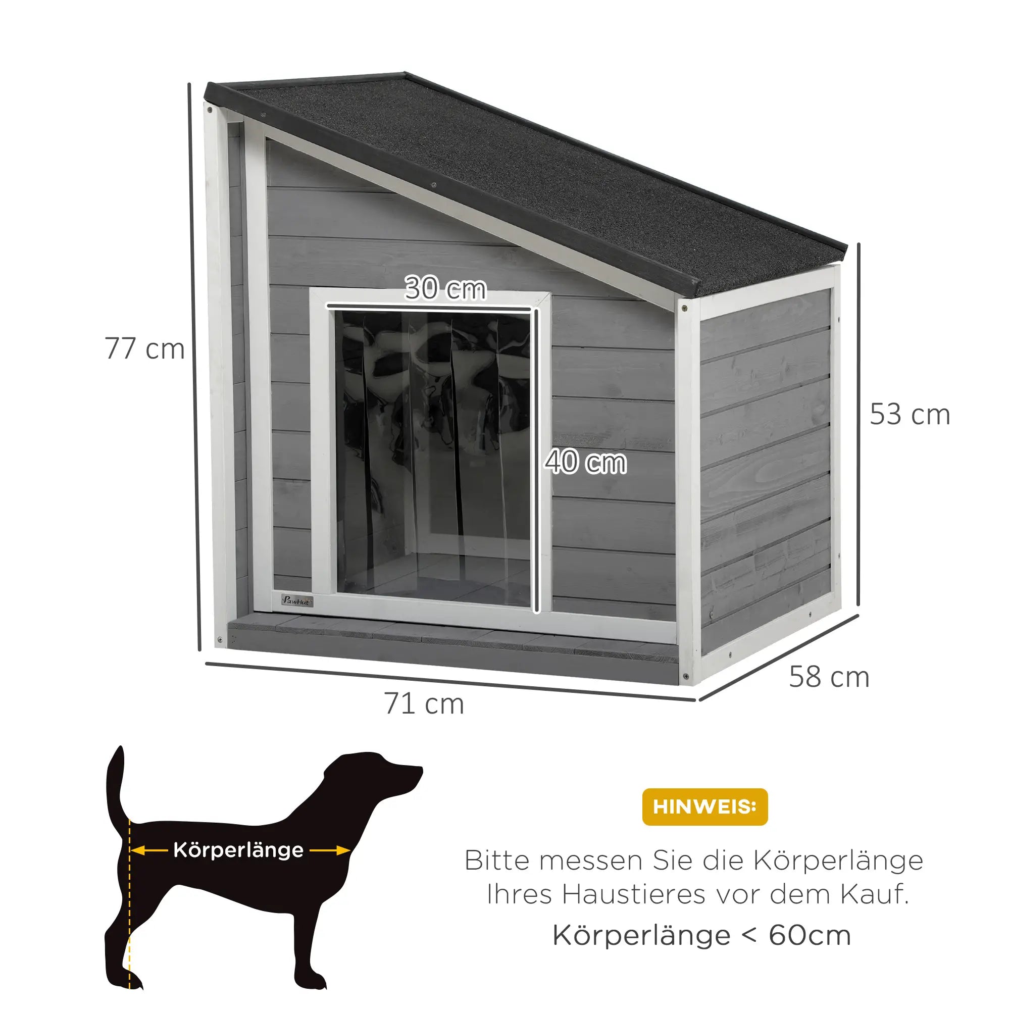 PawHut Hundehütte Outdoor aufklappbares Dach wetterfest Tannenholz