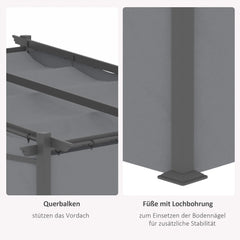 Outsunny Pergola mit ausziehbarem Dach Seilzugsystem