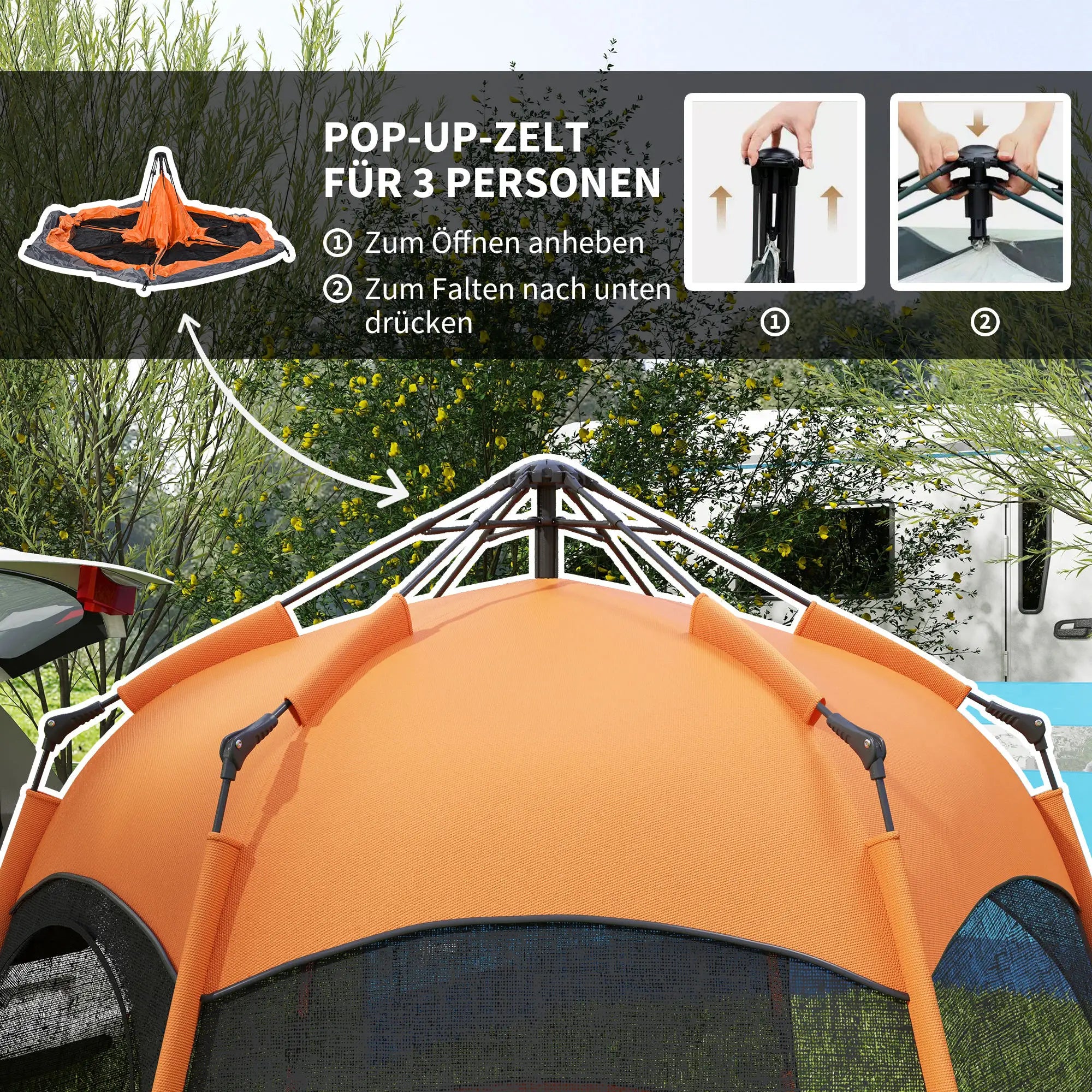Outsunny Campingzelt Quick-Up 4-6 Personen doppelwandig Outdoor