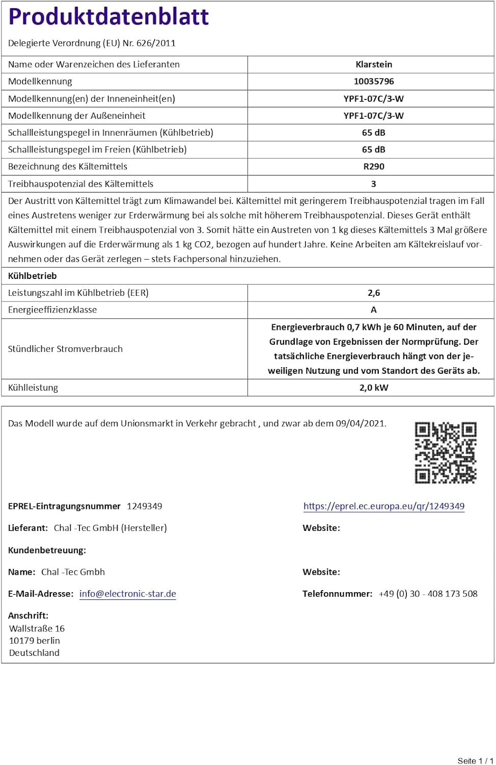 Klarstein Mobile Klimaanlage mit Abluftschlauch, 4-in-1 Klimagerät mit Ventilator, Luftentfeuchter & Nachtmodus, Kleine & Portable Klimaanlage für Wohnung & Büro, App-Steuerung, 12000 BTU