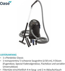 Oase 50529 PondoVac Classic, 1400 W, 3000 l/h - Teichschlammsauger, Reinigung und Wasseraufbereitung inkl. 4 Saugdüsen für für Teiche aller Art und Haushalt