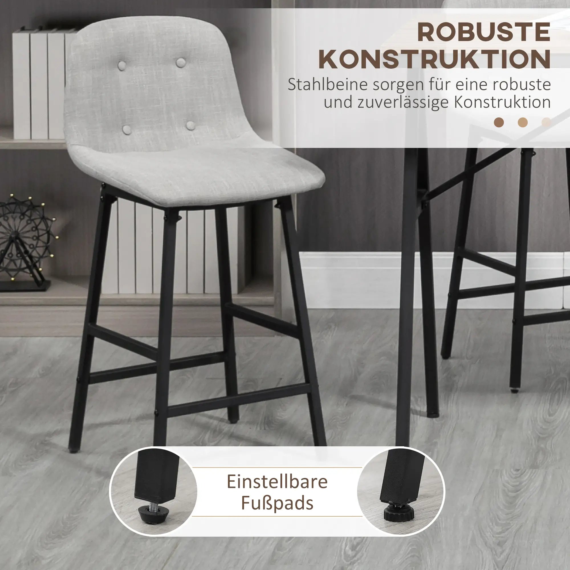HOMCOM Bartisch-Set 5-tlg. mit Barhockern viel Platz hoher Sitzkomfort