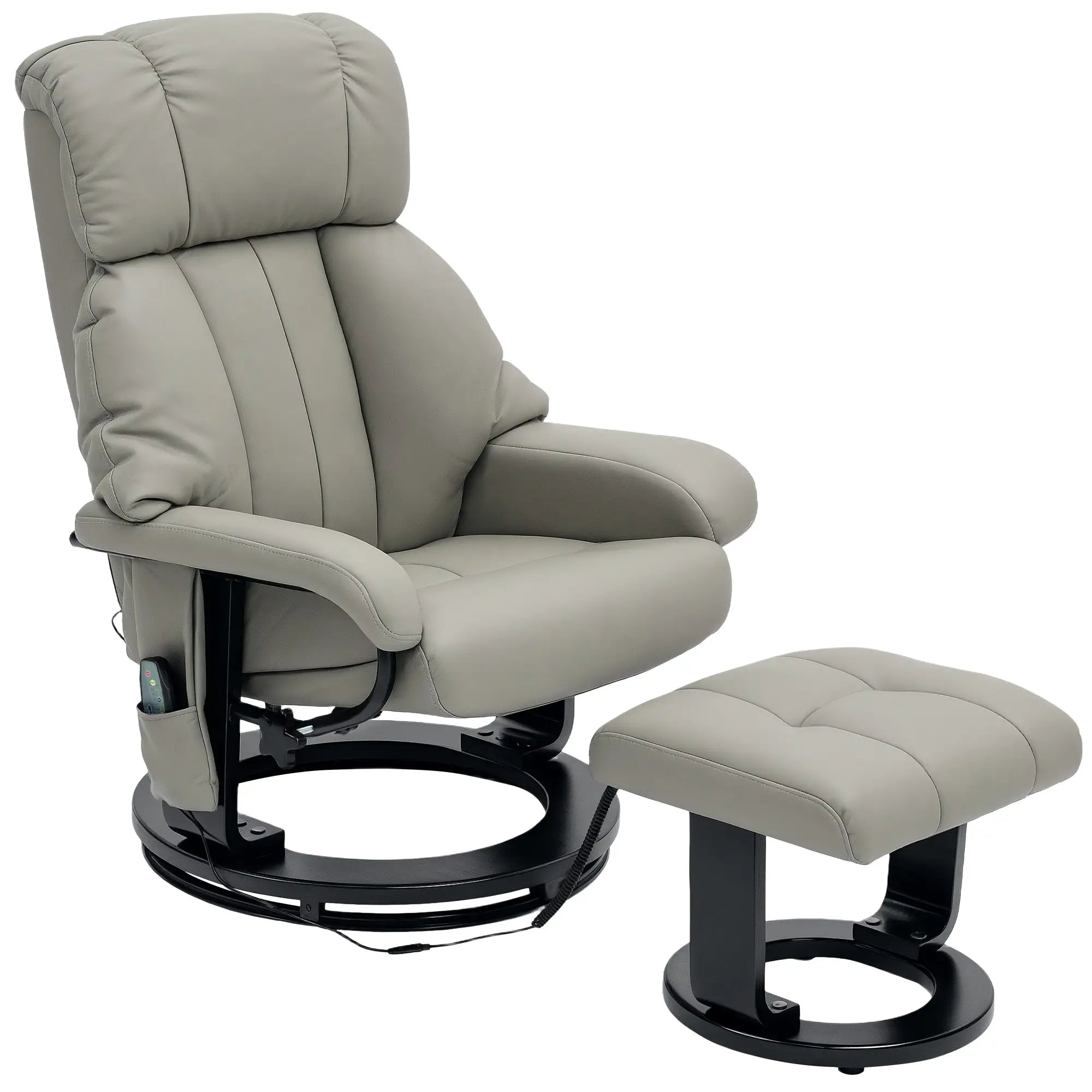 HOMCOM Relaxsessel Grau mit Massage, Liegefunktion & Fußhocker, Kunstleder