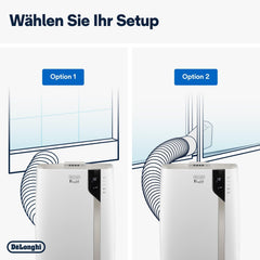 De'Longhi Pinguino PAC EM82, Mobile Klimaanlage für Rume bis zu 80 m, 9.400 BTU, 2,4 kW, 63 dB, Entfeuchtungsfunktion, Energieklasse A, 24h-Timer, Wei