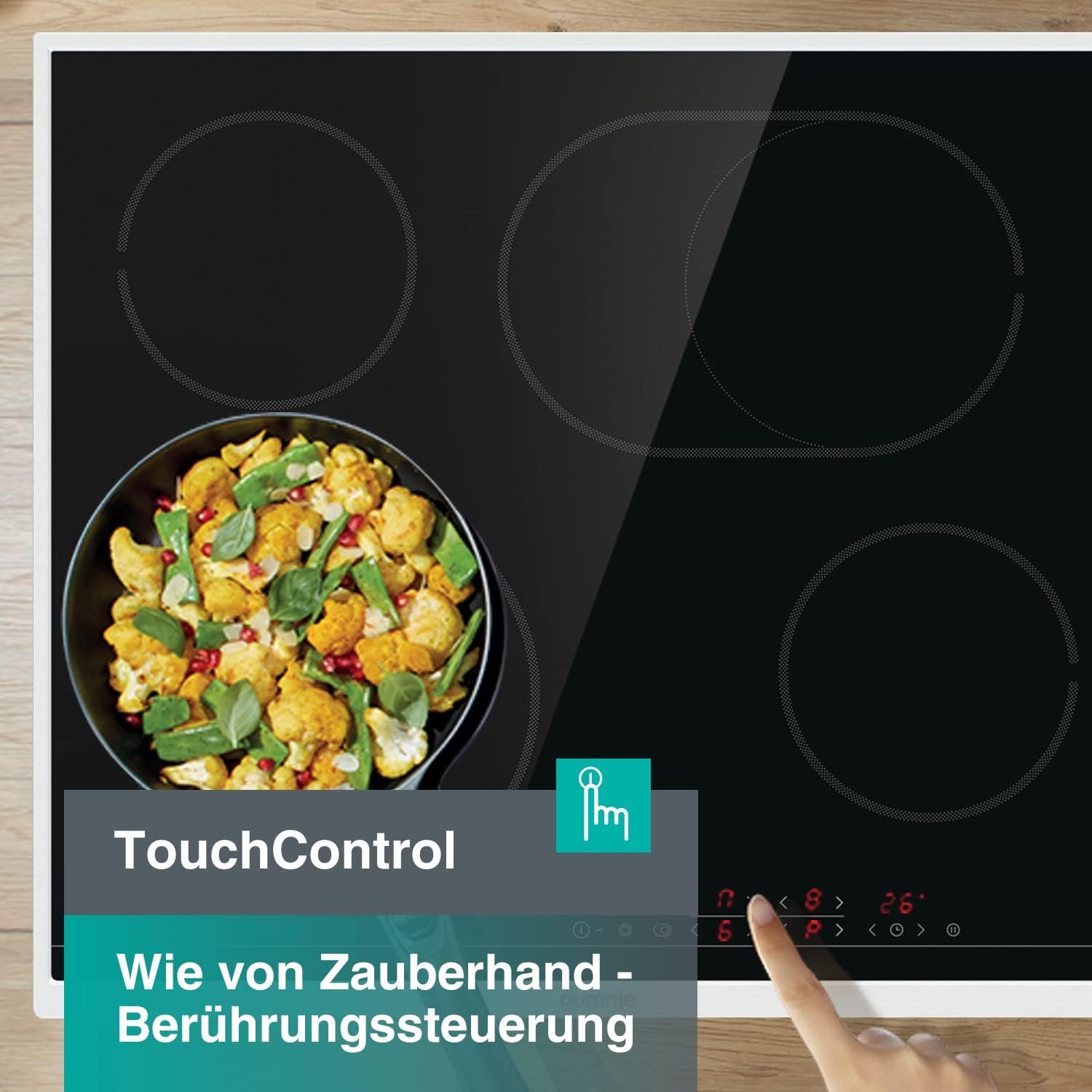 Gorenje GI6401BCE Induktions-Kochfeld / 60 cm/TouchControl/PowerBoost/Timer/ChildLock/Restwärmeanzeige/Schwarz