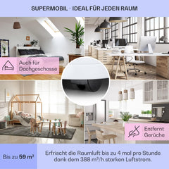Klarstein Mobile Klimaanlage mit Abluftschlauch, 5-in-1 Klimagerät, Ventilator, Luftentfeuchter, Luftreiniger & Nachtmodus, App-Steuerung, Kleine & Portable, für Wohnung & Büro, 12000 BTU