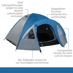 Outsunny Campingzelt 4 Personen 4-Jahreszeiten mit Vorraum Outdoor