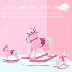 HOMCOM Schaukelpferd Schaukeltier mit Sound rosa