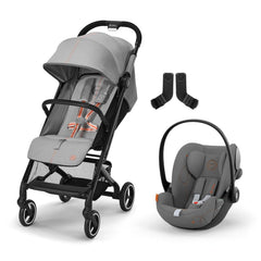 Cybex Gold Kinderwagen Beezy mit One-Pull Harness, Ab Geburt bis ca. 4 Jahre (max. 22 kg), Kompakt und ergonomisch, Almond Beige (Beige mit schwarzem Rahmen)