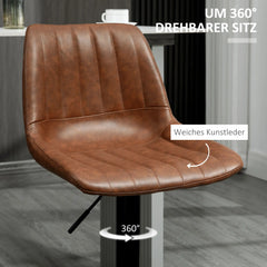 HOMCOM 2er-Set Barhocker höhenverstellbar, Kunstleder Braun