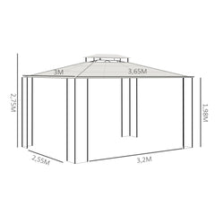 Outsunny Gartenpavillon Polycarbonat-Dach UV-Schutz Outdoor