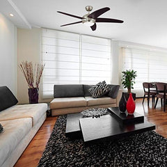 132 cm Deckenventilator Bendan 72220 mit Einzelleuchte und fünf Flügeln, Ausführung in seidenmattem Chrom mit Opalmilchglas