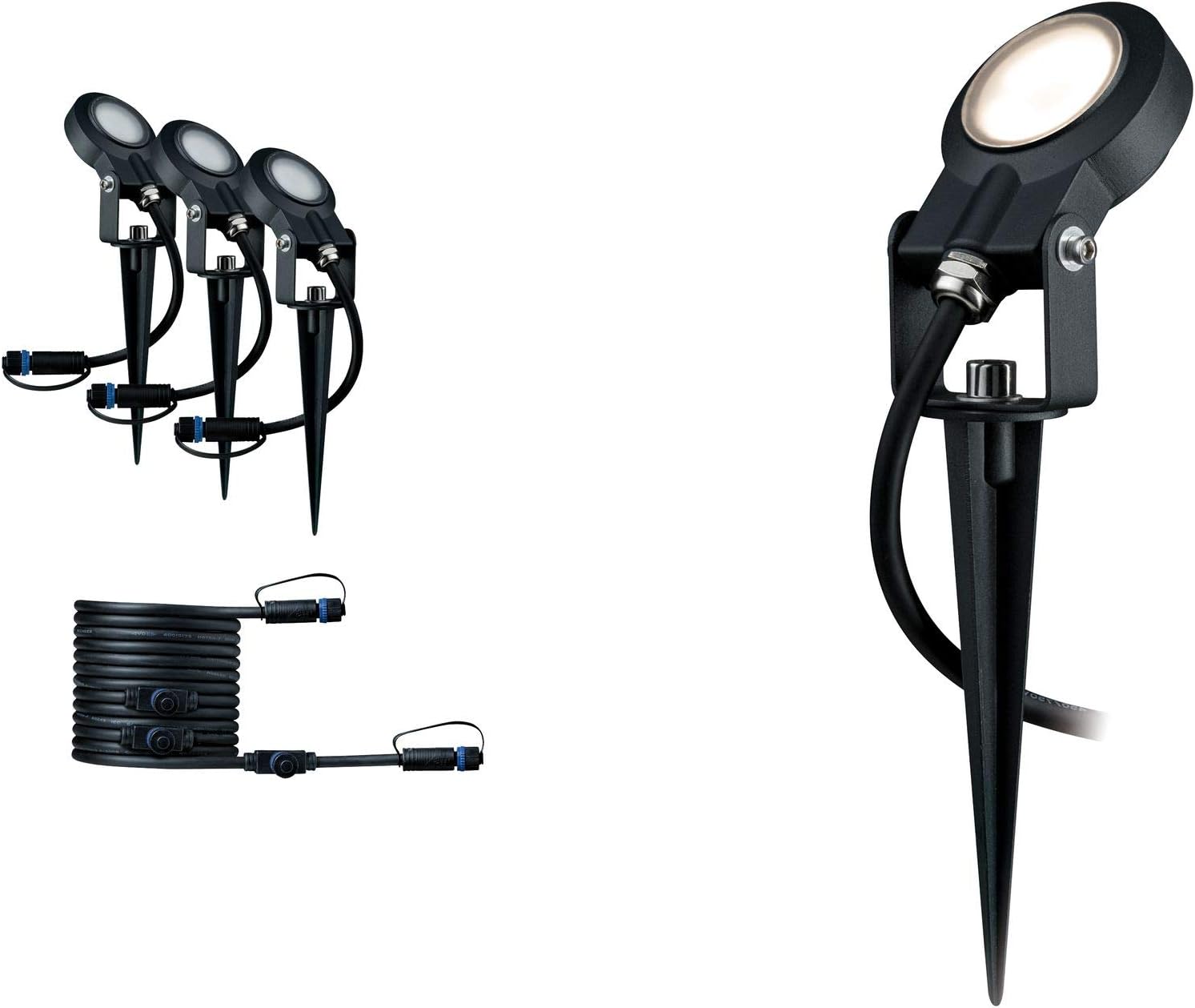 Paulmann Leuchten Paulmann 93696 Outdoor Plug & Shine 3er-Set Spot Sting Basisset IP67 3000K 3 x 6W