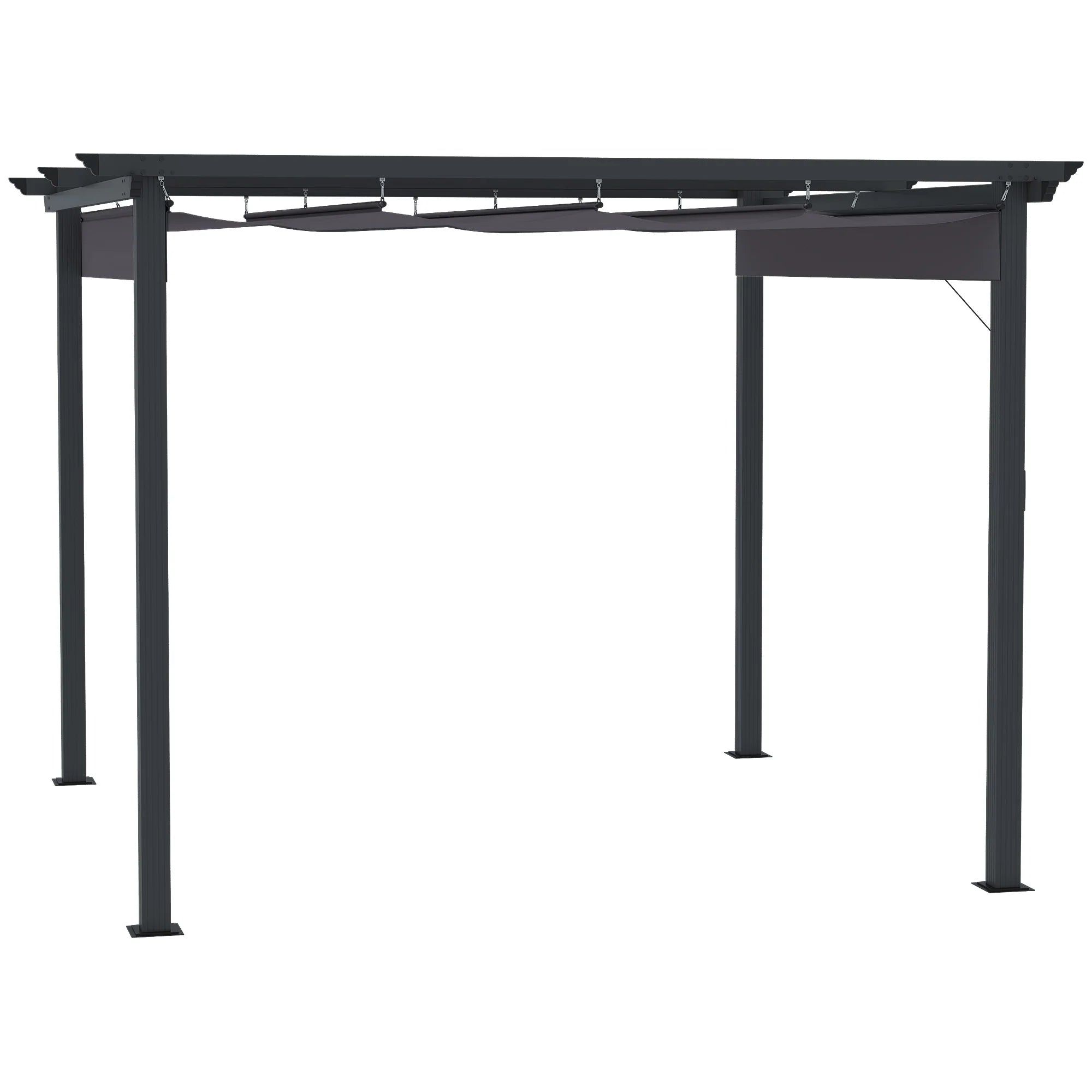 Outsunny Pergola 2,95x2,95 m mit Schiebedach Grau