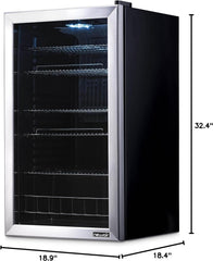 Getränkekühlschrank | Freistehender Kühlschrank für 126 Dosen mit Glastür mit Scharnier rechts | Mini-Getränkekühlschrank, perfekt für Bier, Wein, Limonade und kühlere Getränke