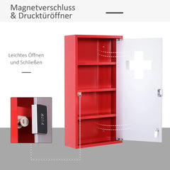HOMCOM Medizinschrank abschließbar Tip-On Automatik Sicherheitsglas