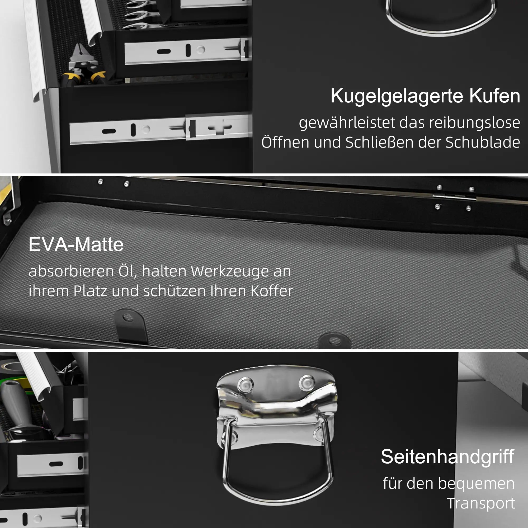 HOMCOM Werkzeugkasten 6 Schubladen abschließbar kugelgelagert