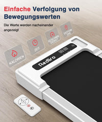 Redliro Walking Pad, Laufband für Zuhause mit Fernbedienung und LED-Anzeige, Kompaktes und leises Laufband Schreibtisch für Zuhause/Büro 1-6km/h