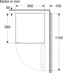 Bosch KTR15NWEB, Serie 2 Mini-Kühlschrank 85 x 56, 134 L, MultiBox für länger frisches Obst und Gemüse, Schnellkühlung, 39 dB leise trotz starker Kühlkraft, LED-Beleuchtung, Weiß