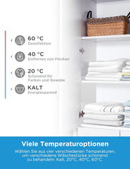Midea MF10EW80B Waschmaschine / 8kg / 1400 U/Min/EEK A/Inverter Quattro Moto/Dampffunktion/Grosse Trommel/Slim Design/Nachlegefunktion/Kindersicherung/AquaStop, Weiß