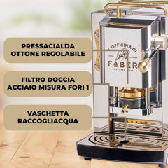 Faber PRO Total Deluxe Kaffeemaschine aus Messing, 44 mm Ese Papier, 1.3 liters, (Weiß)