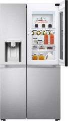 LG GSGV81PYLL Side by Side Kühlschrank, Klasse E, 635 L, Instaview, Kühlschrank mit Gefrierfach, Eis-, Crushed Ice- Wasserspender, Total NoFrost, Smart Inverter Kompressor, Wi-Fi