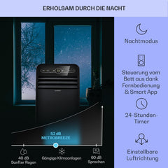 Klarstein Mobile Klimaanlage mit Abluftschlauch, 4-in-1 Klimagerät mit Ventilator, Luftentfeuchter & Nachtmodus, Kleine & Portable Klimaanlage für Wohnung & Büro, App-Steuerung, 12000 BTU