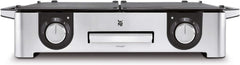 WMF Lono Master-Grill, Elektrogrill, 50x28 cm, Elektrogrill Tischgrill mit Windschutz und Auffangschale, Outdoorzertifiziert für Barbecue, 2 getrennt regulierbare Grillflächen, 2400 W, edelstahl matt