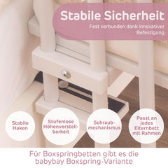 babybay Original Beistellbett aus massivem Buchenholz / kompakt & verwandelbar / Kinderbett Höhe stufenlos verstellbar & umweltfreundlich / mitwachsendes Babybett (weiß lackiert) / inkl. Matratze