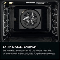 AEG Einbaubackofen – Serie 5 Ringheißluft: Gleichmäßige Garergebnisse auf 3 Ebenen – Pyrolyse Selbstreinigung – 25 Automatikprogramme – LED-Touchdisplay – Schnellaufheizung – Schwarz – BPE53516AB