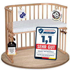 babybay Original Beistellbett aus massivem Buchenholz / kompakt & verwandelbar / Kinderbett Höhe stufenlos verstellbar & umweltfreundlich / mitwachsendes Babybett (weiß lackiert) / inkl. Matratze